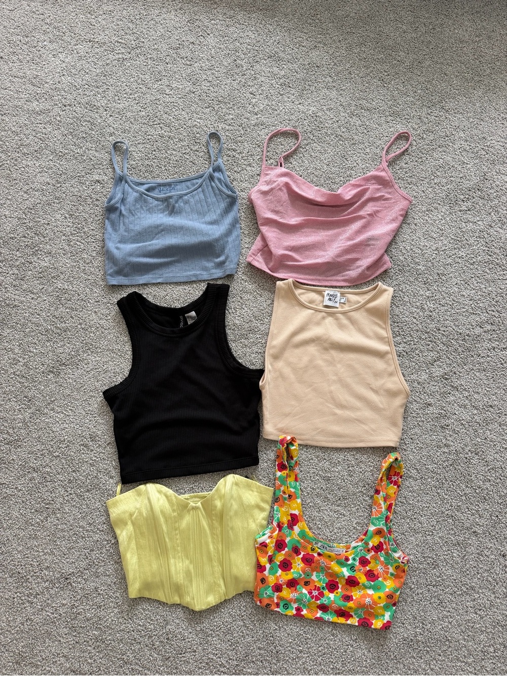 Bundle Womens Crop Top Set - Pink, Blue, Black, Cream, Yellow, Floral